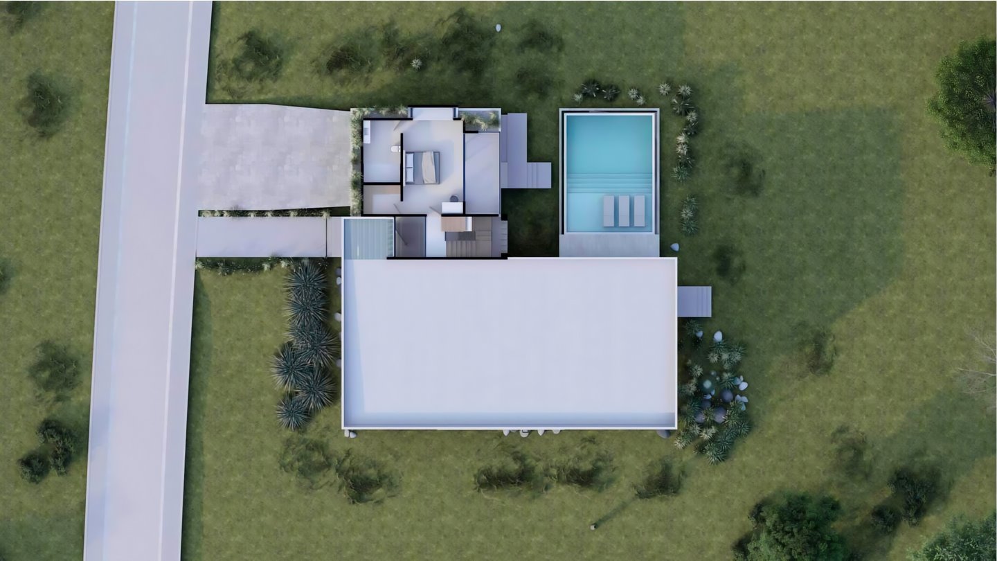 9996-Plan du du second étage avec la chambre et accès à la terrasse sur le toit